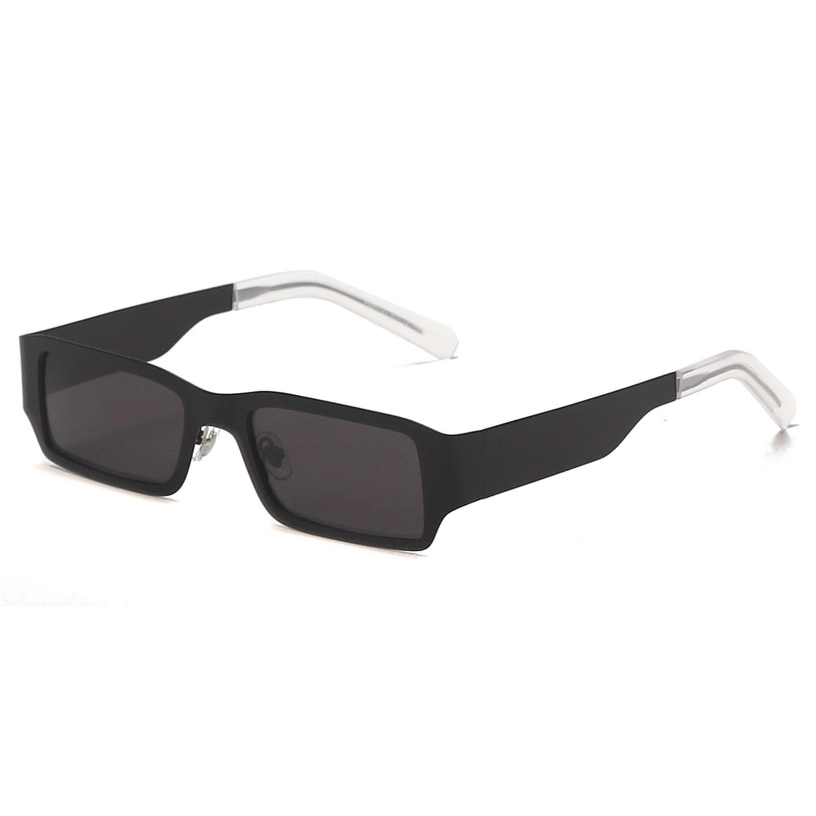 Lunettes de soleil femme en métal carré noir et gris tendance plage