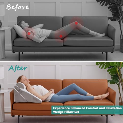 Bedluxe BD0831A2JTZH-KQC-3 3Pcs Orthopedic Bed Wedge Pillow Set, Foam Wedge Pillow Post Surgery thumb #2