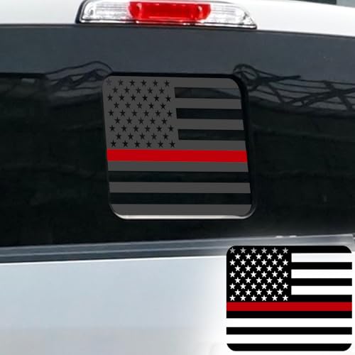 Image of USA Flag Decal for Truck Back Window,Car Decal and Sticker,Rear Middle Window American Decal for Pickup Truck,F150 F250 F350 2015-2023(Black&Red)