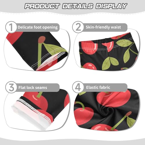 Cherry Pattern on Black Girls Leggings Stretchy Dance Pants for Kids3
