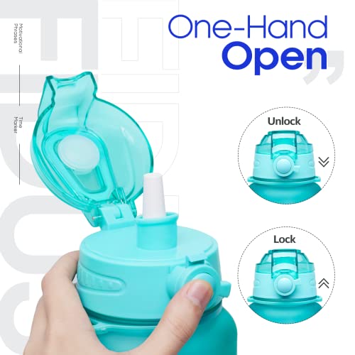 Fidus Large Half Gallon/64Oz Motivational Water Bottle With Paracord Handle & Removable Straw - Bpa Free Leakproof Water Jug With Time Marker To Ensure You Drink Enough Water Daily #TOP4