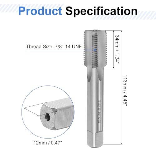 Tarauds à main 7/8"-14 UNF HSS haute performance, usinage de filetage robuste - 3