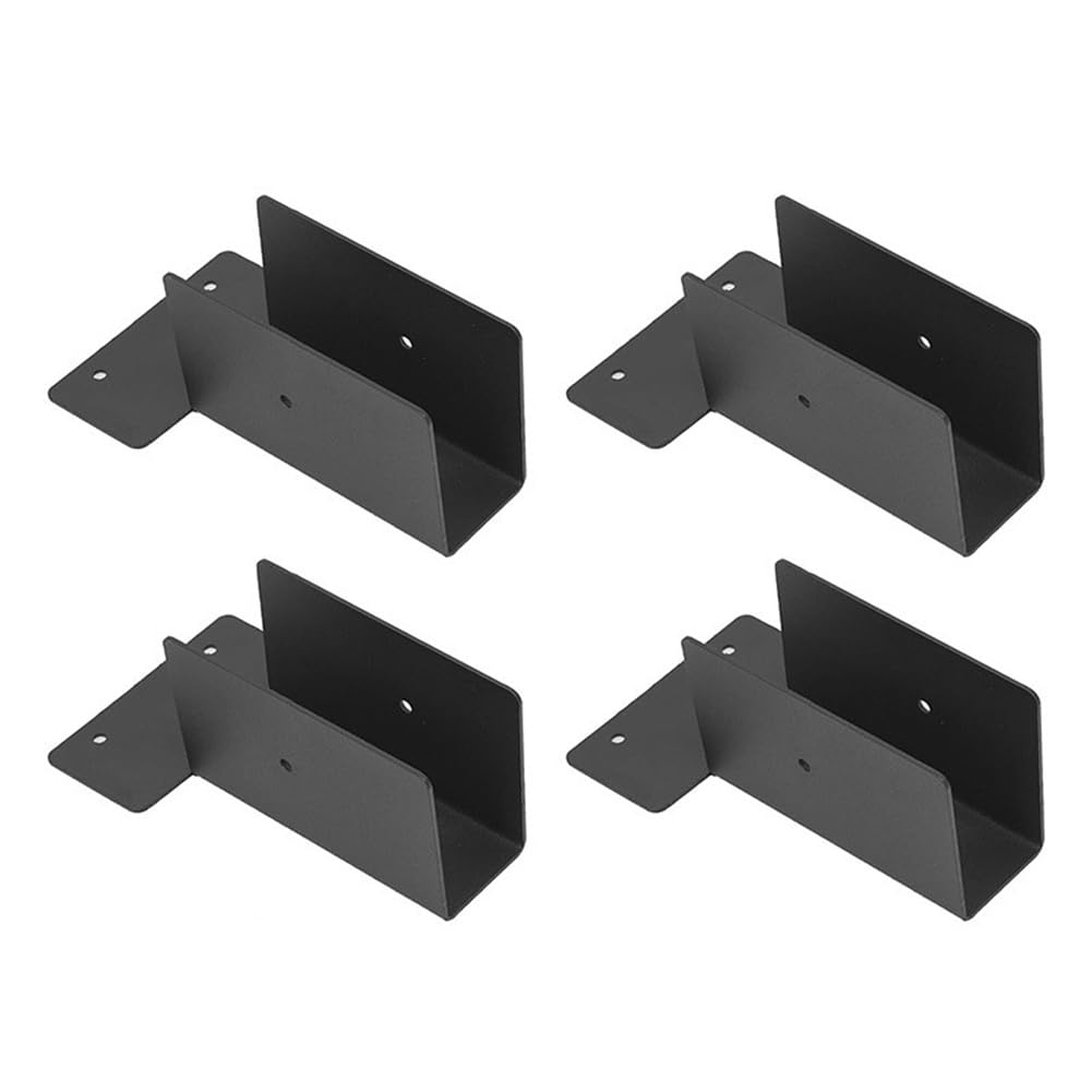 Ctrlzs Black Outdoor Pergola Rafter Bracket Joist Hanger Deck Railing Bracket Connector For 2X4 Or 2X6 (Black) 4 Pack