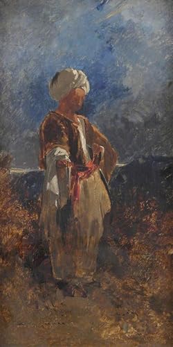 Reproducción de lienzo William Muller de figura con turbante blanco 60x90cm para salón