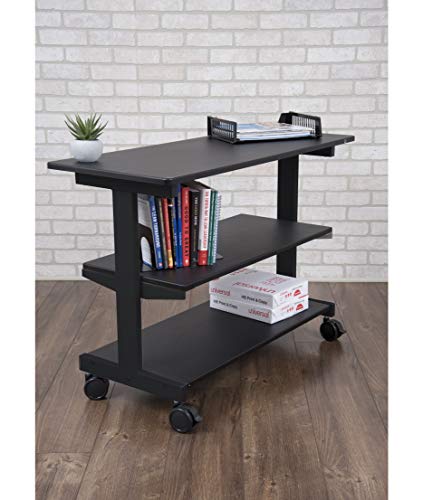 Stand Up Desk Store 3-Shelf Rolling Desk Return Side Desk Organizer And Bookcase On Wheels #TOP1