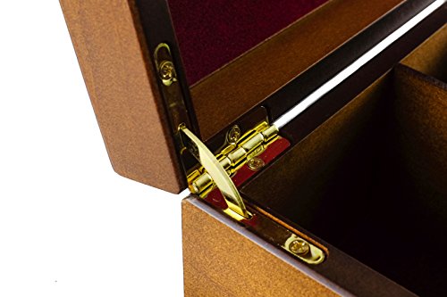 The Bamboo Leaf Wooden Tea Storage Chest Box with 8 Compartments and Glass Window (Walnut) - Thumbnail 3