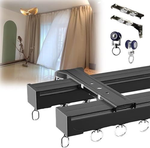 Plafond gordijnrail, Plafond gemonteerde gordijnrail, Heavy-Duty gordijn Siamese dubbele spoor, Aluminium plafond gordijnrail glijdende gordijnrail voor raam, privacy