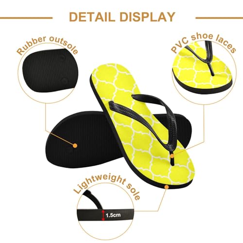 RunningBear Moroccan Tile Yellow Womens Flip Flops Sandals Non Slip Flip Flops for Beach Outdoor XXL2