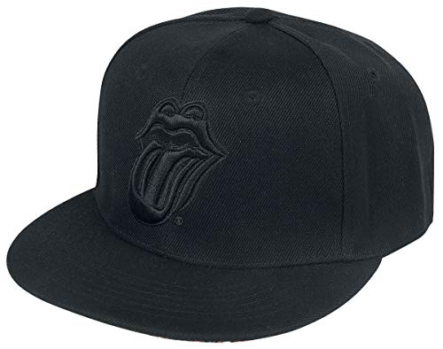 Casquette Rolling Stones en tissu noir résistant et broderie relief