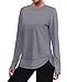 Workout Tops for Women Summer Shirts Long Sleeve Uv Sun Protection UPF Clothing Rash Guard Moisture Wicking Pilates Outfits Tunics to Wear with Leggings Grey Fall Winter 2026 L