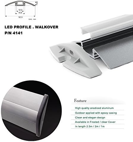 4141 U-shape Aluminum Channel - LED Aluminum Extrusion for Flex/hard LED Strip Light White/milk Cover (66cm/25.98inch)