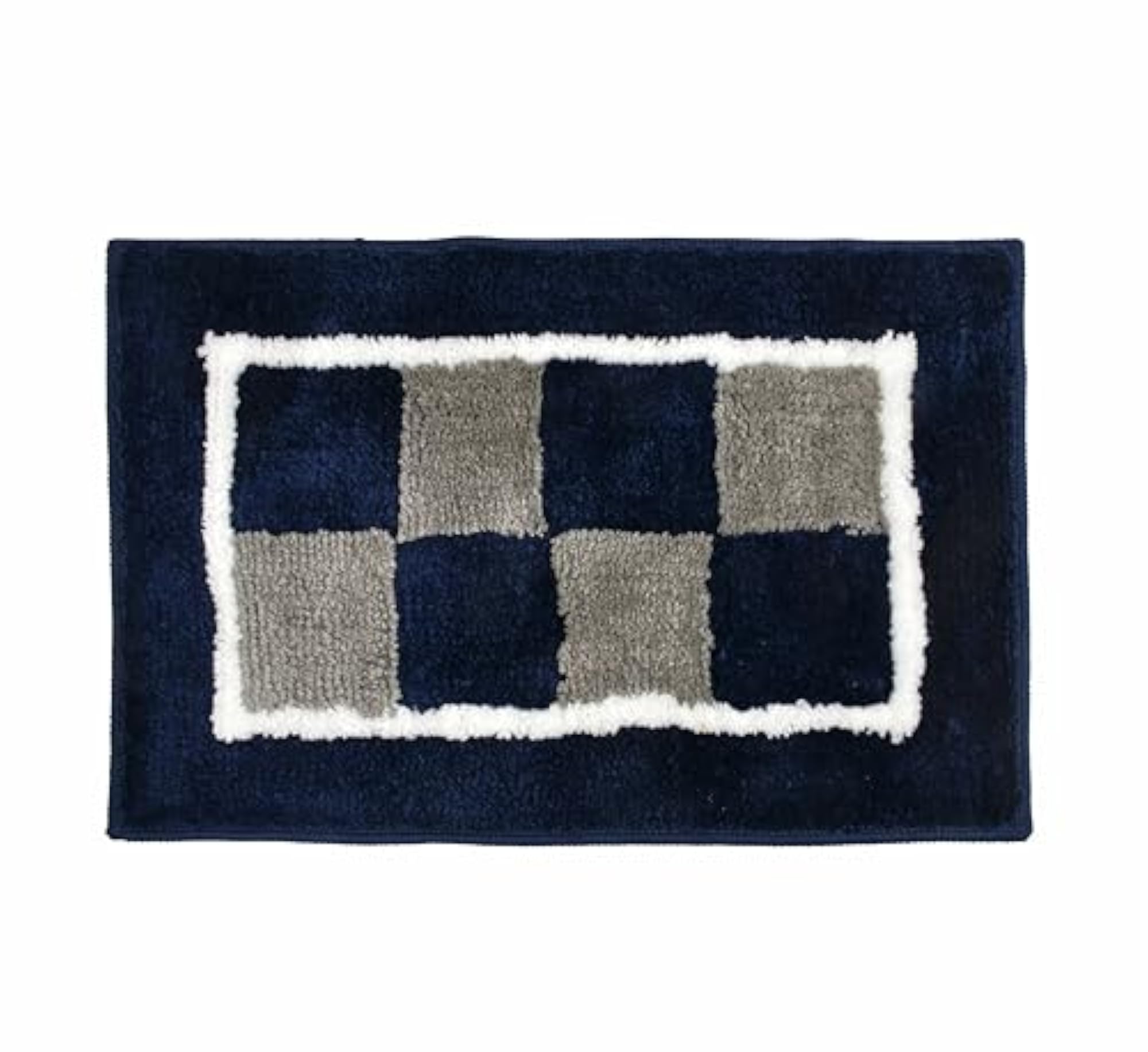 Chess Pattern Blue Bath Mat - Pack of 2