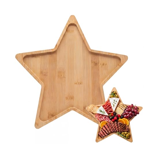 2 Pcs 11.8 Inch Star Shaped Patriotic Charcuterie Board, American 250Th Anniversary Serving Platter Wooden Kitchen Serving Tray Board 4Th Of July Party Decoration For Fruit Snacks Vegetable