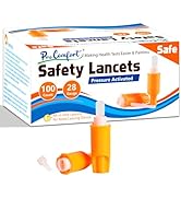 Pro Comfort Safety Lancets for Diabetes Testing [100 Count] 28 Gauge 1.8 mm All-in-One Pressure A...