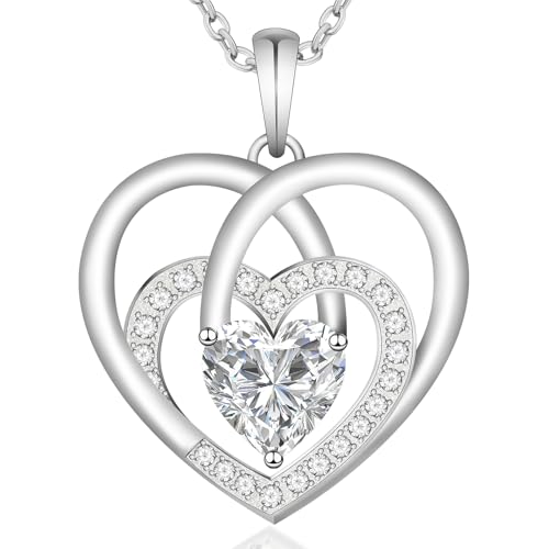 women's necklace 925 Sterling Silver Heart Necklace - Elegant pendant necklace - Heart Pendant for Birthday, Anniversary, Valentine's Day Gift - Thoughtful Gift for Wife, Mom, Girlfriend
