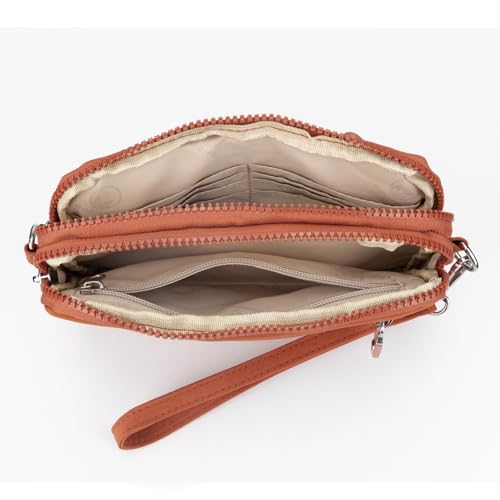 Image of JANKS Small Crossbody Bags for Women Wristlet Wallets Nylon Shoulder Bag with 4 Zipper Carry All Purse Credit Card Holder