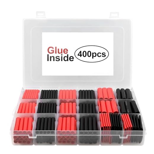 Romon 400 Pezzi Guaina Termorestringente Nera, Termorestringente per Cavi Elettrici, Guaina Termorestringente Tubi, Kit Tubo Termorestringente, Rapporto di Restringimento 3: 1, 7 Taglia