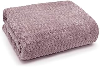 Wave Luxury Flannel Fleece Throw Blanket Sofa Couch Wavy Teddy Soft Bed Throw Blanket 3D Chevron Pattern all seasons blanket (Mauve, 150cm x 200cm)