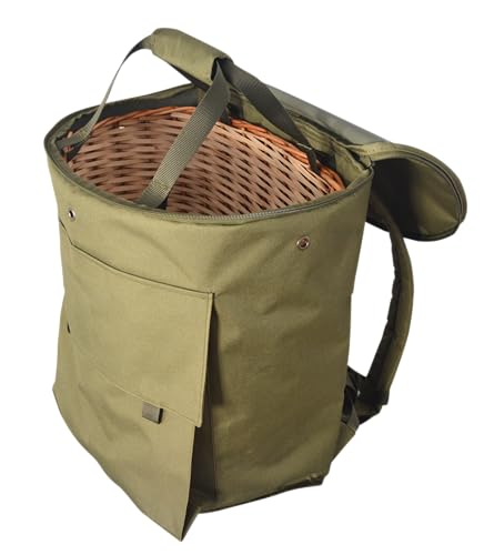 Acropolis Pilzsammler Weidenkorb - Pilzbeutel - Pilzkorb - Rucksack zum Sammeln von Kräutern und Waldfrüchten mit Strapierstreifen - Unikat Handmade für Papa Mama