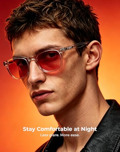 Image of TIJN Premium Blue Light Blocking Glasses for Women Men Computer Gaming Use | Square TR90 Frame Nerd Eyeglasses Anti Blue Ray with Red, Orange, Clear Lens for Computer, Phone, TV and Evening Screen Use