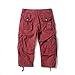 DONGD Mens Cargo Shorts Cotton 3/4 Loose Fit Below Knee Capri Cargo Short Red Wine