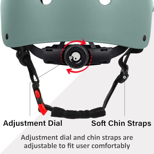 OUWOR Youth Skateboard Bike Helmet for Boy and Girl, Lightweight Adjustable, Multi-Sport for Bicycle Skate Scooter (Misty Blue, Medium) - Thumbnail 3