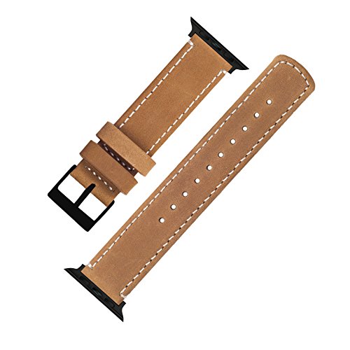 Image of BARTON WATCH BANDS - Top Grain Leather Watch Bands Compatible with Apple Watch Models - 1, 2, 3, 4, 5, 6, 7, 8, 9, 10, SE, Ultra & Ultra 2
