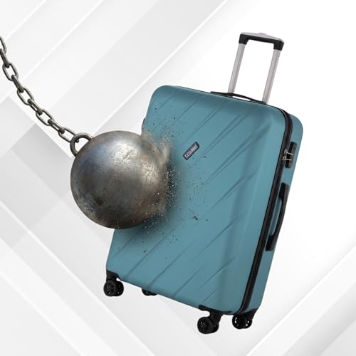 Image of CONWAY Aero 55cm+65cm+75cm, (Small+Medium+Large) Trolley Bag Set of 3, ABS Hard Case Suitcase, 8 Wheels, TSA Lock, Lightweight, Luggage Travel Trolley Bags for Weekend Trips - Teal