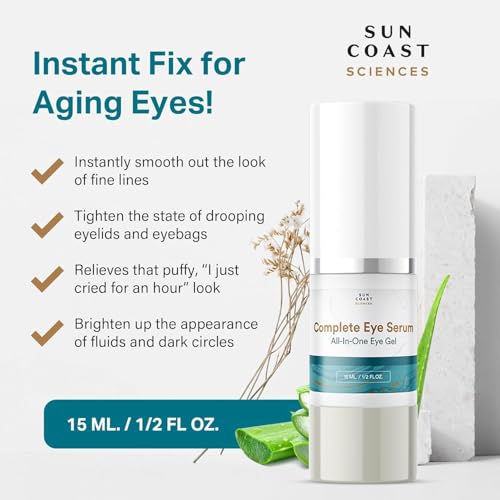 Sun Coast Sciences - Complete Eye Serum by Dr. Mark Rosenberg for Wrinkle Reduction, Age Spots Fading, and Under-Eye Bags Treatment,1/2 Fl Oz
