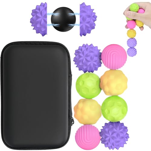 8 Stück Magnetische Fidget Toys, Magnetkugeln, sensorisches Silikon-Spielzeug, magnetische Anziehungskraft, Stressabbau-Bälle mit Silikonhülle, Stressabbau (Farbe)