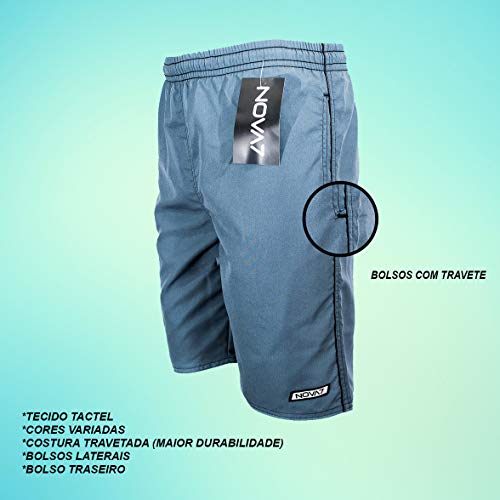 Kit 2 Bermuda Calção Short Tactel Leve Macio 3Bolsos Viés Listras Masculino Academia Esporte Tamanho