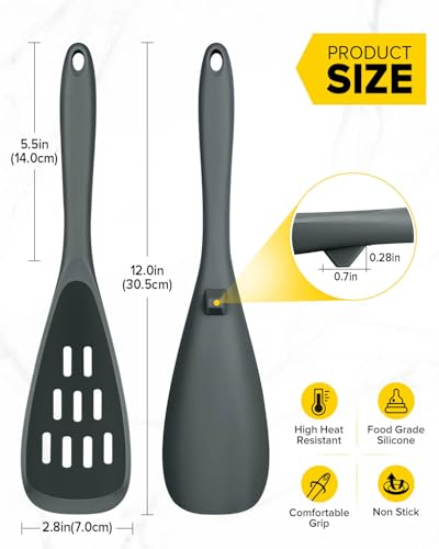 Image of BUNDLEPRO Silicone Cooking Spoons for Nonstick Cookware, One-Piece, 2 Pack