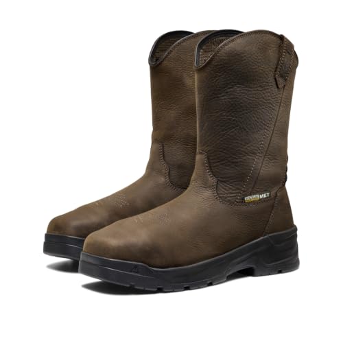 KEEN Utility Men's CSA Flatland Composite Toe Waterproof Internal Metatarsal Guard Durable Pull On Work Boots, Dark Brown/Black, 8 D by KEEN Utility - Used condition - Image 4
