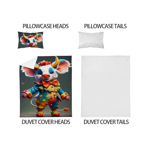 Housse de couette single chat jaune microfibre literie douce pour lit enfant 3D - 5