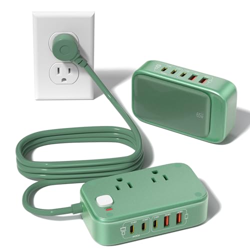 KWRNVO 7-IN-1 Power Strip, 85W PD USB C Power Strip, Desktop Charging Station Outlet Extender with 2 AC Outlets, 3 USB-C and 2 USB-A Ports for Laptop/Phone and More