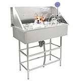 mihealpet Dog Grooming Tub 34' Professional Stainless Steel Dog Wash Station Pet Grooming Dog Bath...