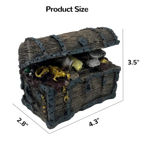 Image of Mipukbay Treasure Chest Fish Tank Decorations, Funny Aquarium Decor Ornament for Small Aquarium and Fish Tank, Safe Landscape Rock Cave for Betta Fish, Goldfish and Aquatic Pets