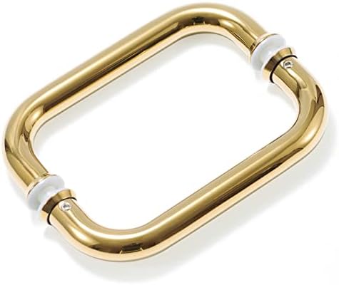 Ranbo Hardware 8" Back to Back Tubular Shower Door Pull Handle for Frameless Shower Doors, with Washers(8 inch Polished Gold Finish)