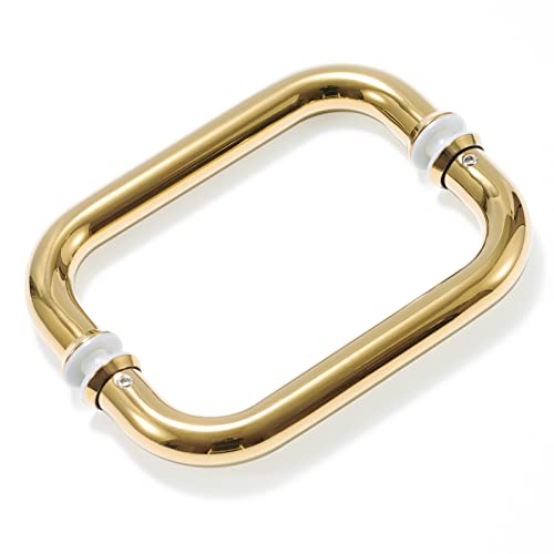 Ranbo Hardware 8" Back To Back Tubular Shower Door Pull Handle For Frameless Shower Doors, With Washers(8 Inch Polished Gold Finish) #TOP5
