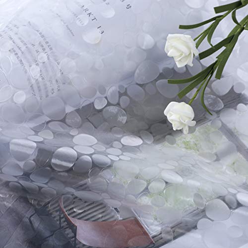 Image of Short Shower Curtain Liner 65 inch, Pebble Translucent EVA Bath Shower Liners, Heavy Duty, Cobblestone, 72 x 65 inch