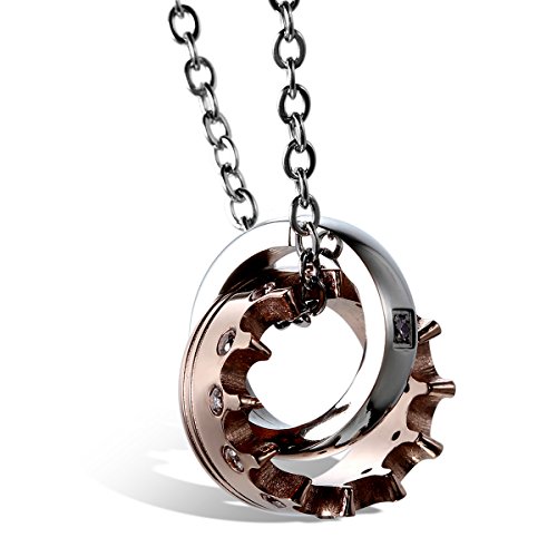 Jewelrywe Gioielli 2 Collana con Pendente da Donna, Ciondolo Amanti,