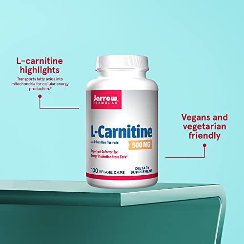 Jarrow Formulas L-Carnitine 500 Mg - Important Cofactor For Energy Production (Atp) From Fats - Antioxidant Supplement For Energy Production - 100 Veggie Caps (Pack Of 12) #TOP3