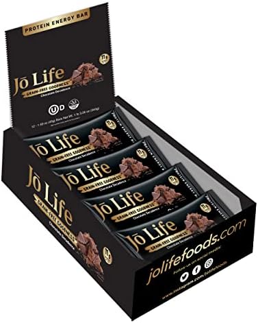All Natural Chocolate Protein Bars - High Protein Bar - Gluten Free - Grain Free Energy Bar - 11 grams protein - Kosher protein bar - 100% Natural - Box of 12 Jō Life bars