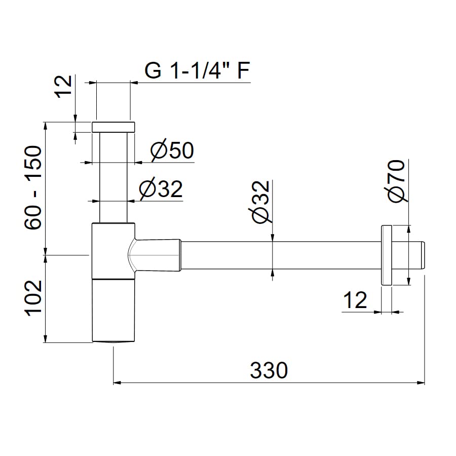 Ensemble d'échappement, siphon tubulaire pour lavabo, siphon anti-odeur, réglable, acier