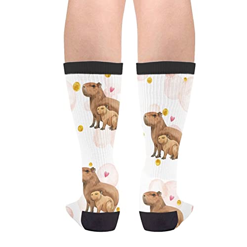 Image of Jedenkuku Pink Cute Capybara Animal Mother'S Day Novelty Fun Crew Socks Fashion Comfortable Men'S And Women'S Socks