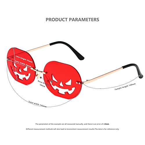 LASPOR Halloween Rimless Pumpkin Shape Sunglasses for Women Men Eyewear Trendy Party Sunglasses3