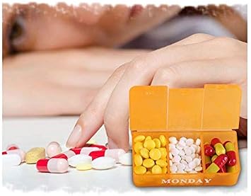 Medicine Organizer with 7 Small Pill Organizers 3 Times a Day Large Stackable Pill Dispenser for Supplement Vitamin Pills (Orange, 1PCS)
