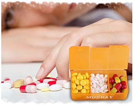 Medicine Organizer with 7 Small Pill Organizers 3 Times a Day Large Stackable Pill Dispenser for Supplement Vitamin Pills (Orange, 1PCS)