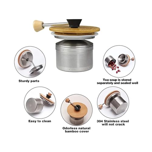 Théière infuseur en acier inoxydable au design transparent et finitions bambou