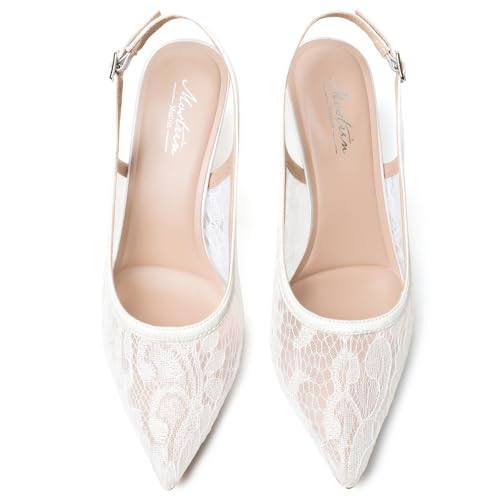 Image of Mostrin Kitten Heels for Women Slingback Pointed Closed Toe Heels Women's Pumps Shoes for Wedding, Party, Commuting